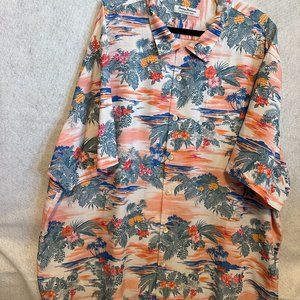 Tommy Bahama Camp Shirt with Beautiful Tropical Print 3XL, 77% Tercel 23%Coolmax